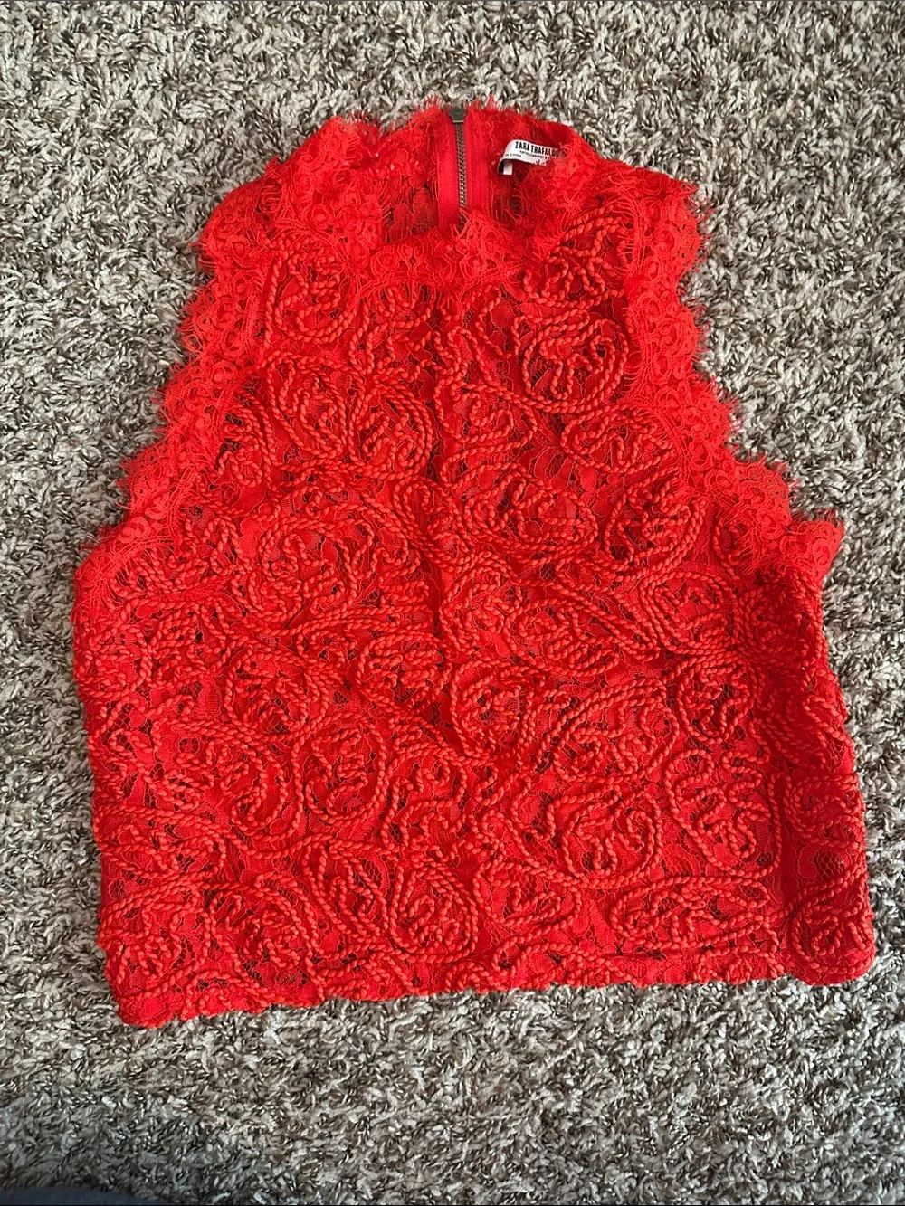 Zara Vibrant Red Lace Halter Camisole